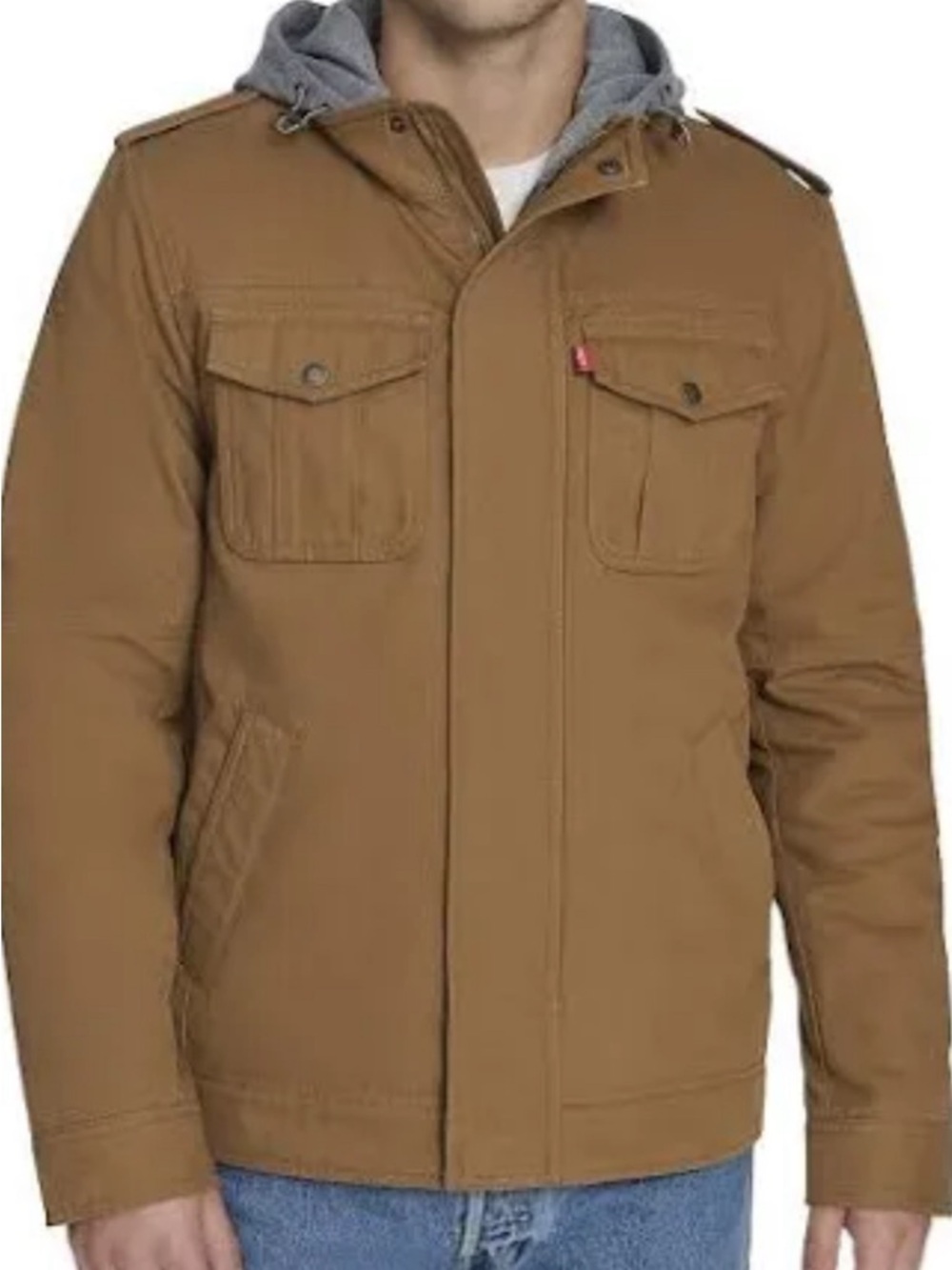 Levi's Men's Caramel Brown Hooded Field Jacket with Chest Pockets